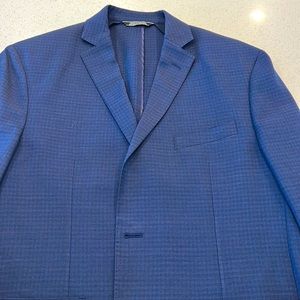 Saks Fifth Ave Mens Sport Coat 42 Short Navy with pattern